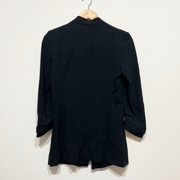 Babaton Aritzia Power Hip Open Front Ruched Quarter Sleeve Blazer Jacket Black 2 - Picture 4 of 4
